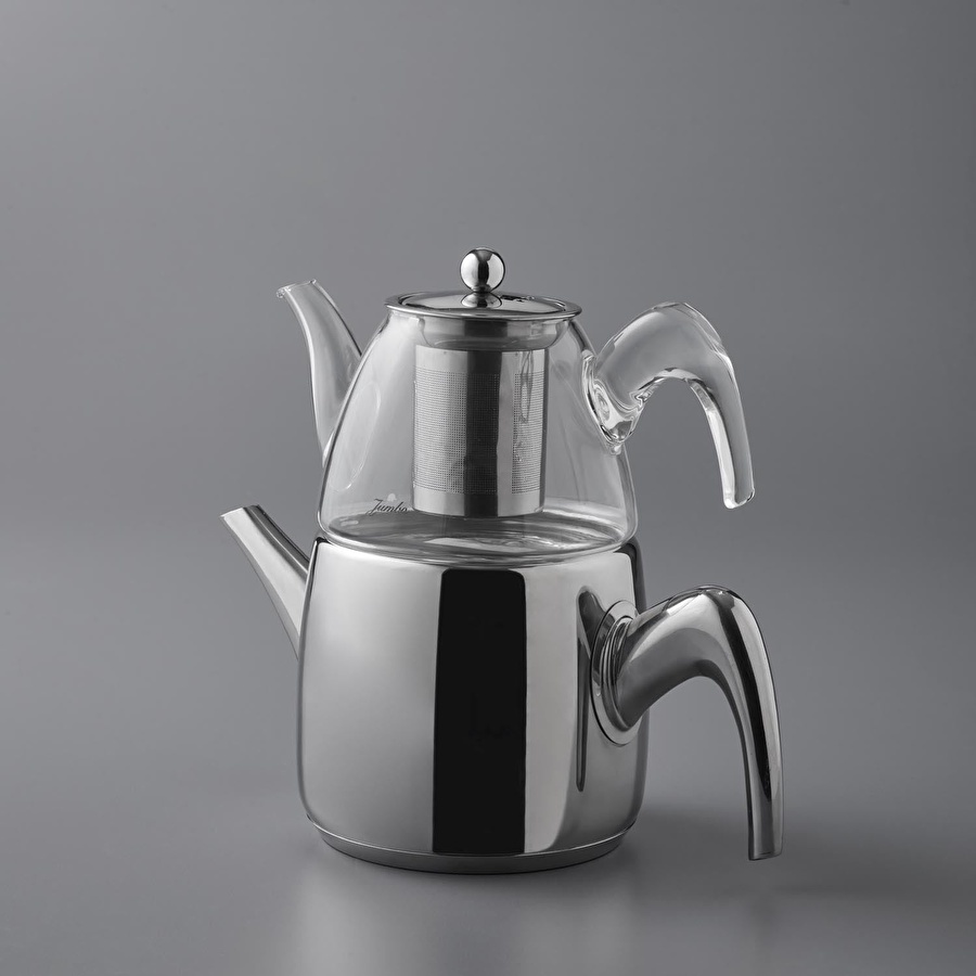 Jumbo 6500 Cam Demlikli Full Metal Sap İndüksiyon Tabanlı Çaydanlık