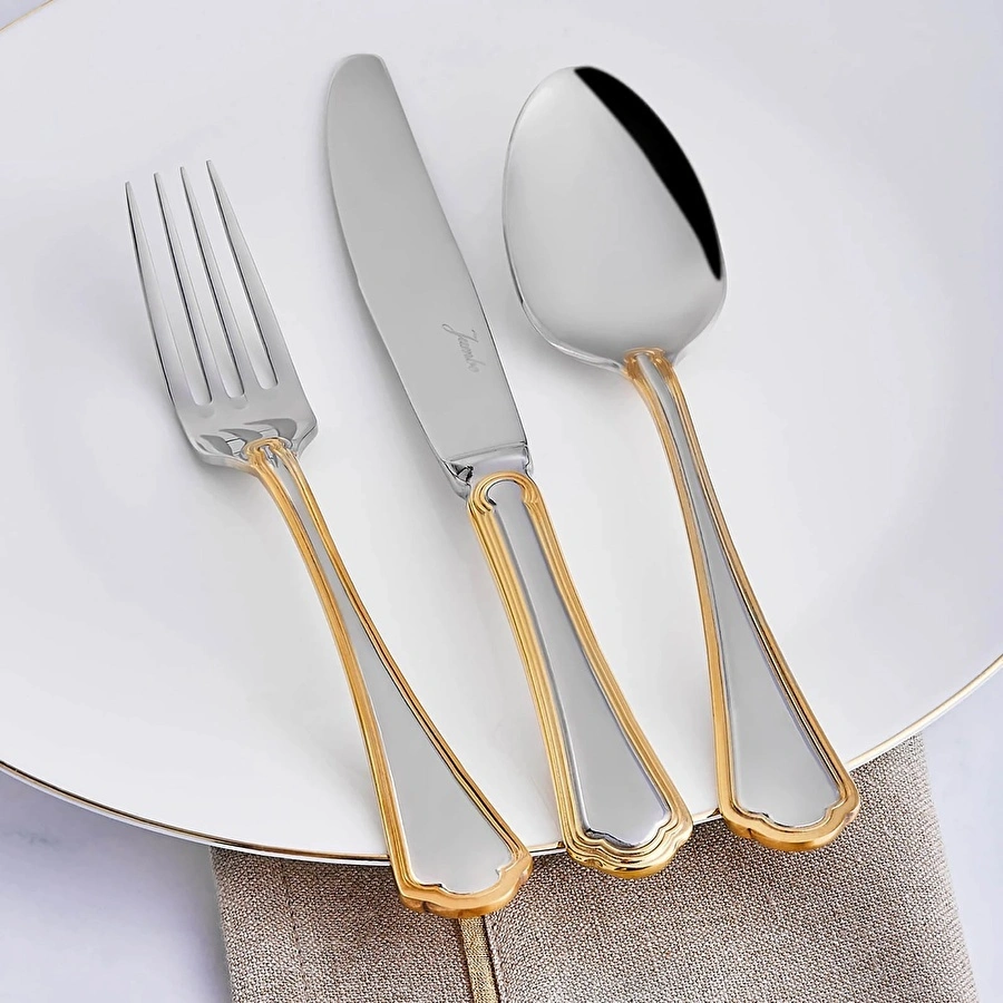 Jumbo 1400 Altın 12 Kişilik 84 Parça Çatal Kaşık Bıçak Takımı