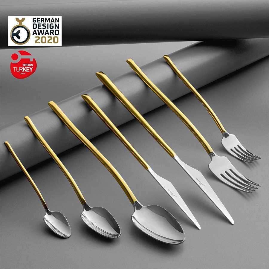 Jumbo 5100 Quartz Altın 12 Kişilik 84 Parça Çatal Kaşık Bıçak Takımı