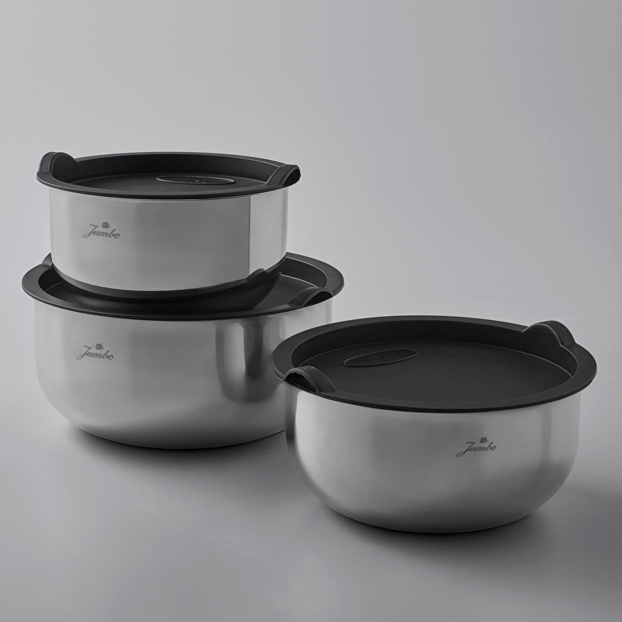 Jumbo Globe Çelik Midi Saklama ve Karıştırma Kabı 3'lü
