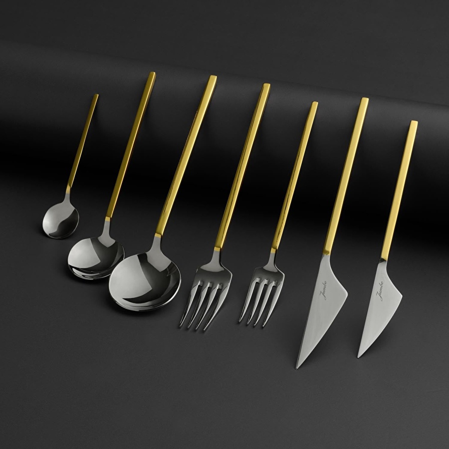 Jumbo 9100 Altın 12 Kişilik 84 Parça Çatal Kaşık Bıçak Takımı