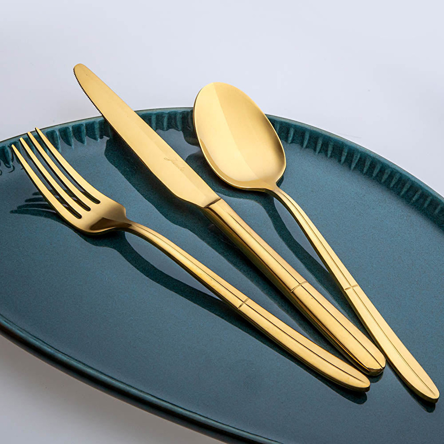 Jumbo Twist 9401 Titanyum Gold 84 Parça 12 Kişilik Çatal Kaşık Bıçak Seti