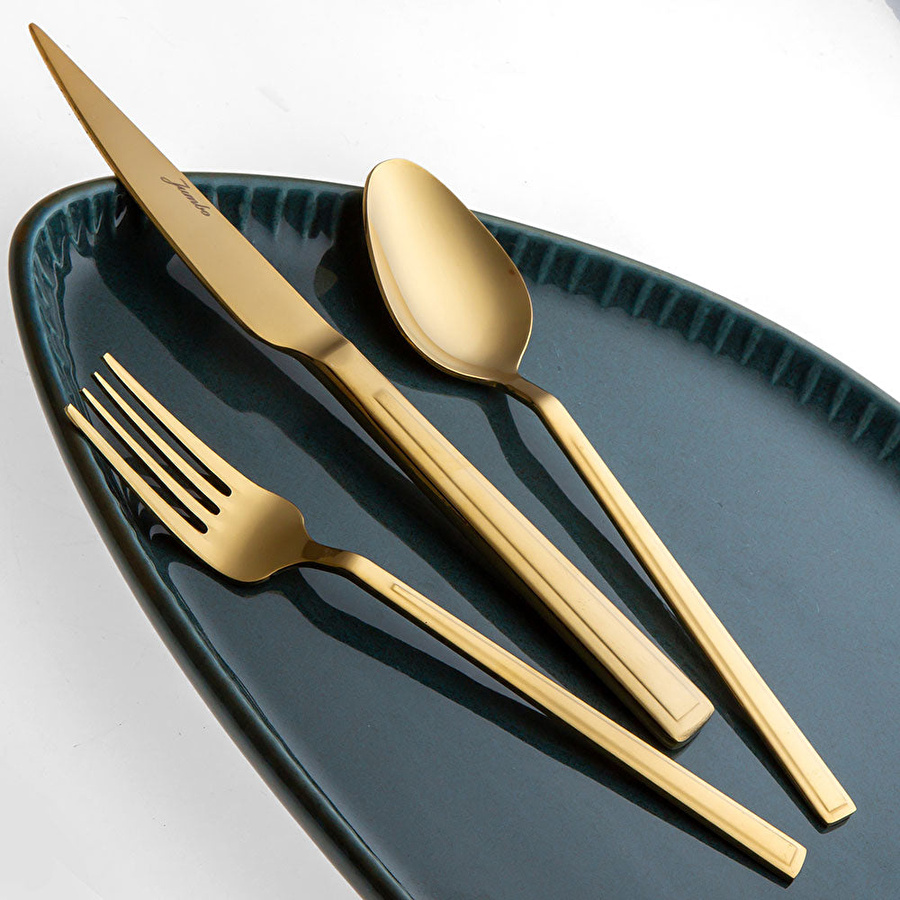 Jumbo Athena Titanyum Gold 6 Kişilik 18 Parça Çatal Kaşık Bıçak Takımı