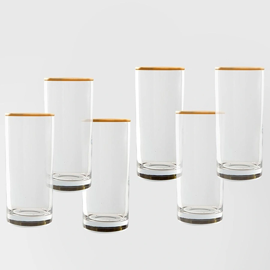 Jumbo New Ronat Altın Rimli 6'lı Meşrubat Bardağı Takımı