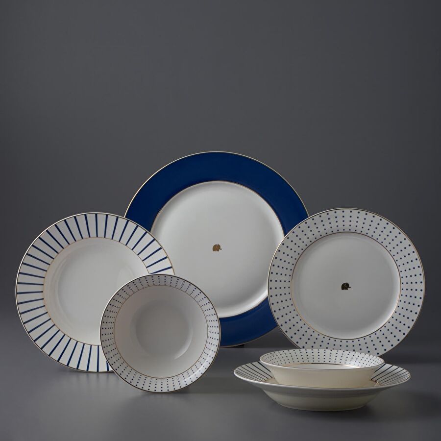 Jumbo Navy 24 Parça 6 Kişilik Yemek Takımı Mavi