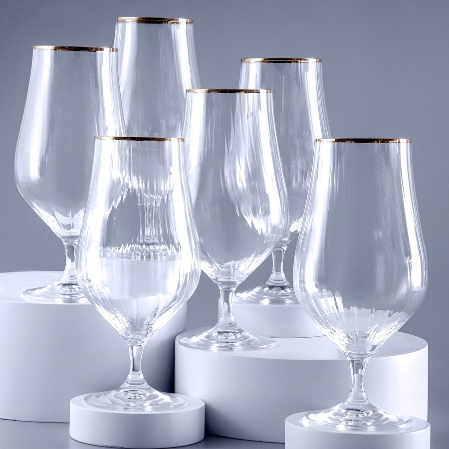 Jumbo Tulipa 6'lı Ayaklı Bardak Platin