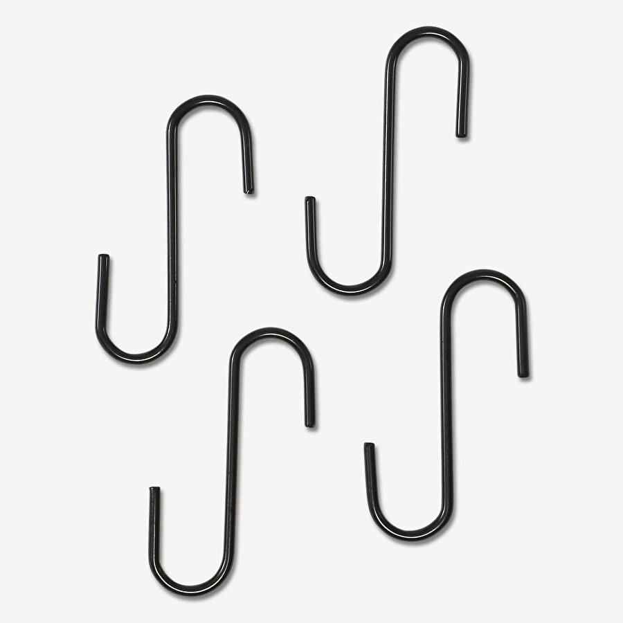 Flying Tiger Copenhagen 4'lü S Şekilli Siyah Metal Kanca Seti
