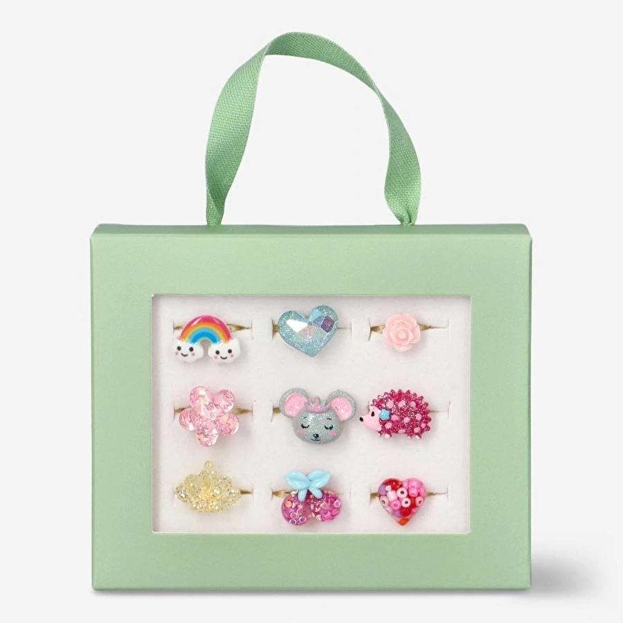 Flying Tiger Copenhagen Çocuklar İçin Hayvan Temalı 9'lu Yüzük ve Yüzük Kutusu Seti