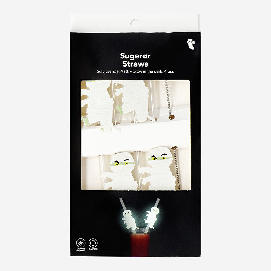 Flying Tiger Copenhagen 4'lü Karanlıkta Parlayan Mumyalı Pipet Seti