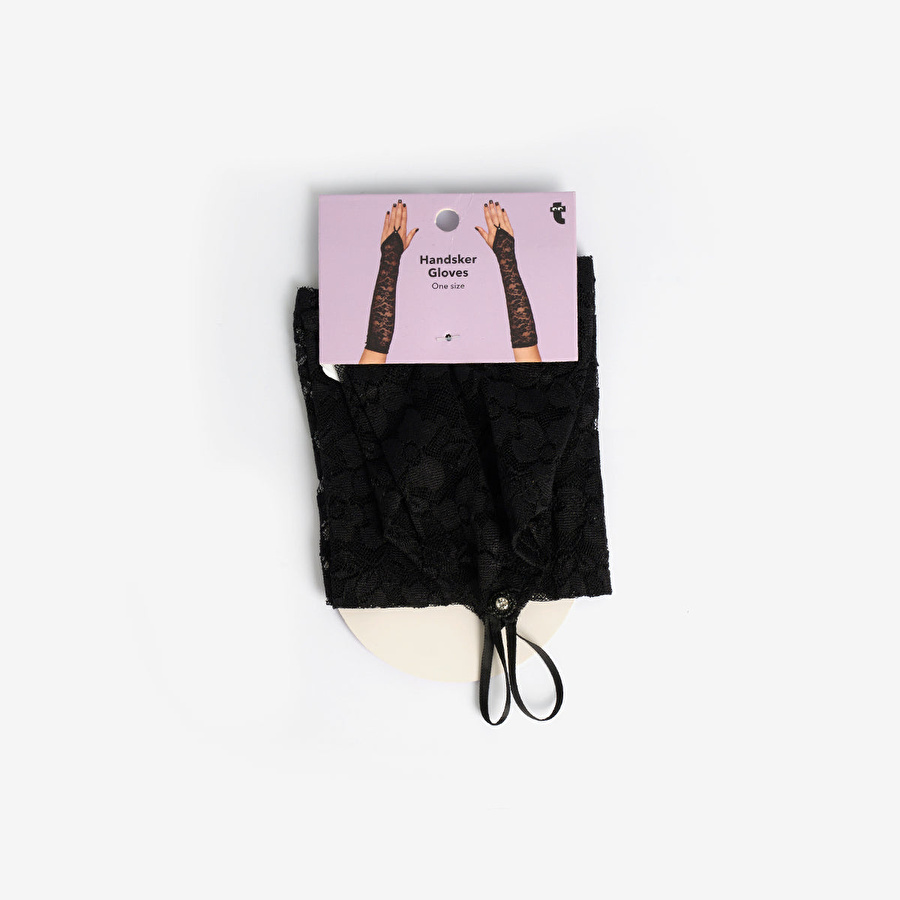 Flying Tiger Copenhagen Gotik Temalı Siyah Uzun Nakışlı Eldiven