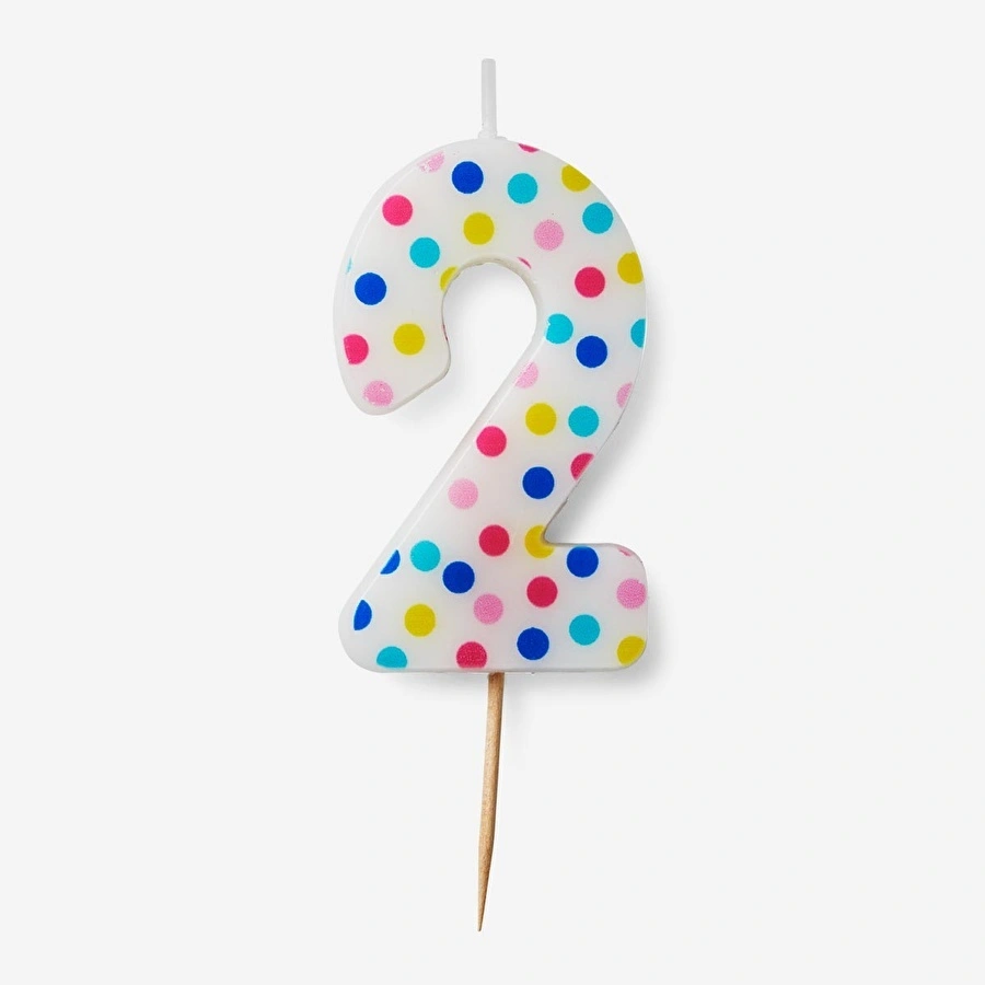 Flying Tiger Copenhagen 2 Numaralı Renkli Puantiyeli Pasta Mumu