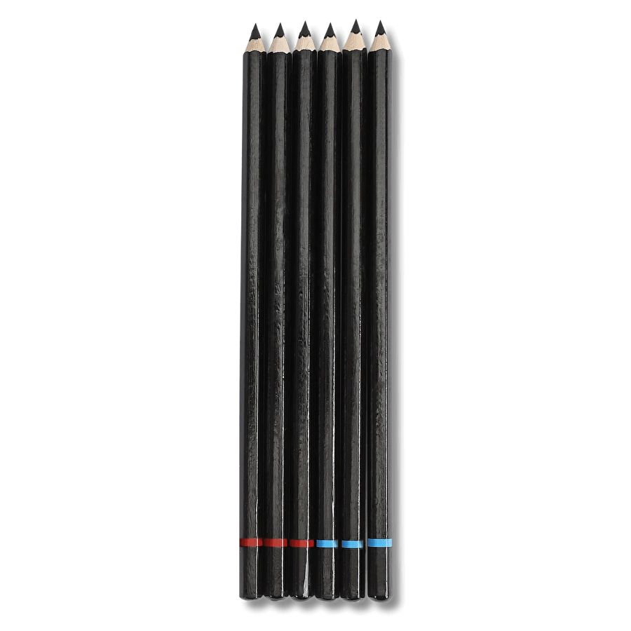 Flying Tiger Copenhagen 6'lı Kömür Kara Kalem Seti