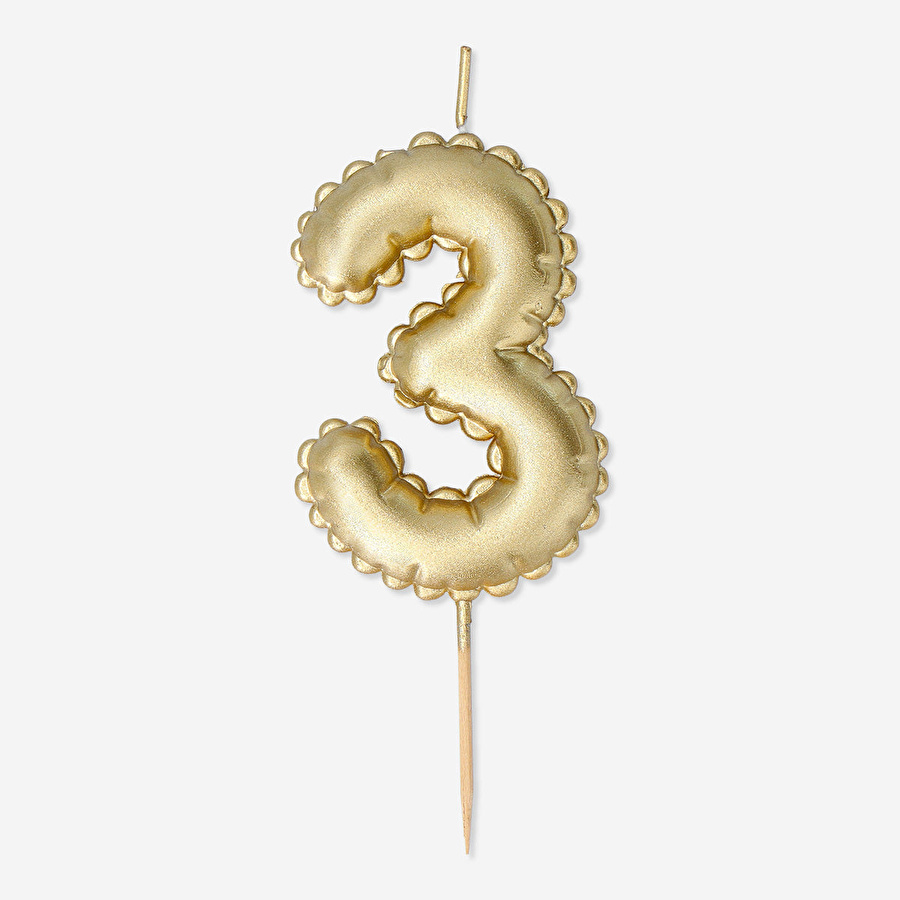 Flying Tiger Copenhagen 3 Numaralı Altın Rengi Pasta Mumu