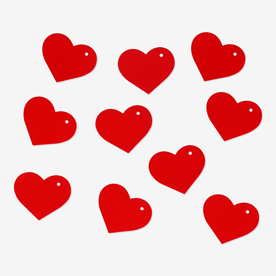 Flying Tiger Copenhagen 10'lu Kırmızı Kalpli Hediye Etiketi Seti