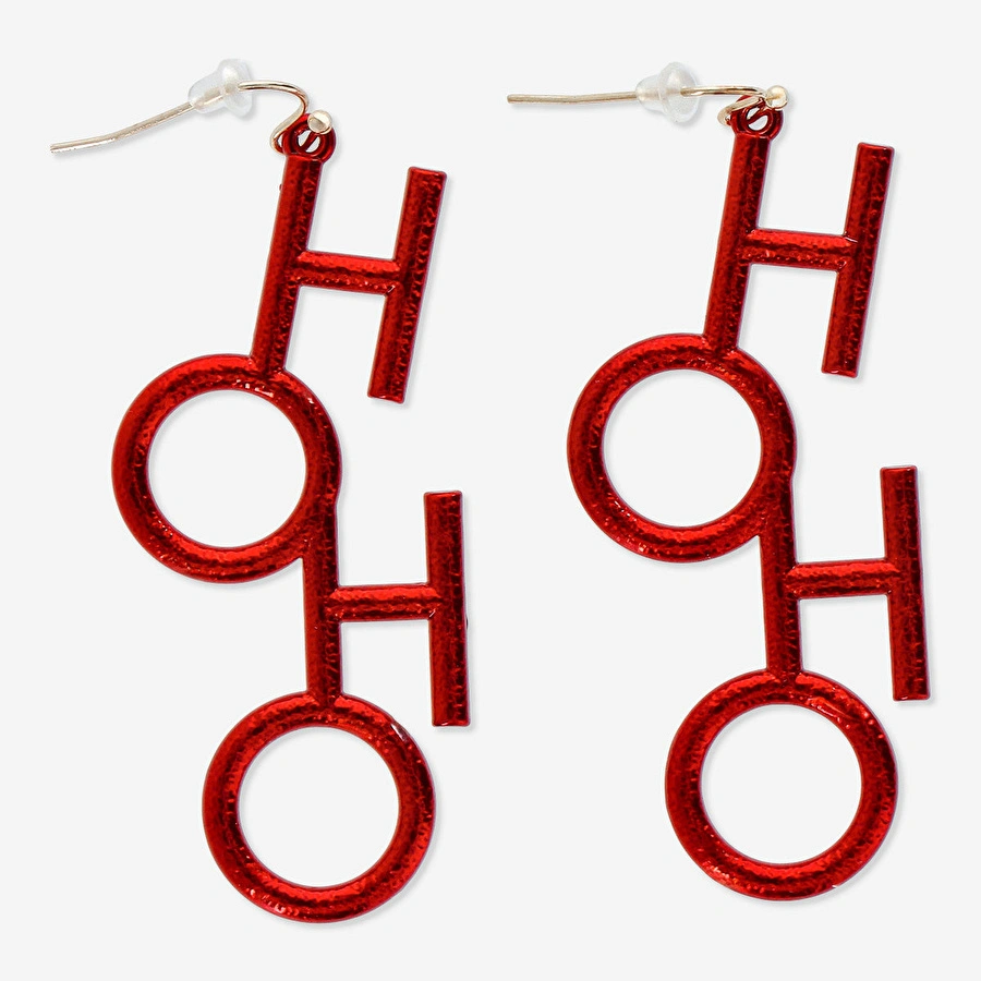 Flying Tiger Copenhagen Ho Ho Yazılı Kırmızı Küpe