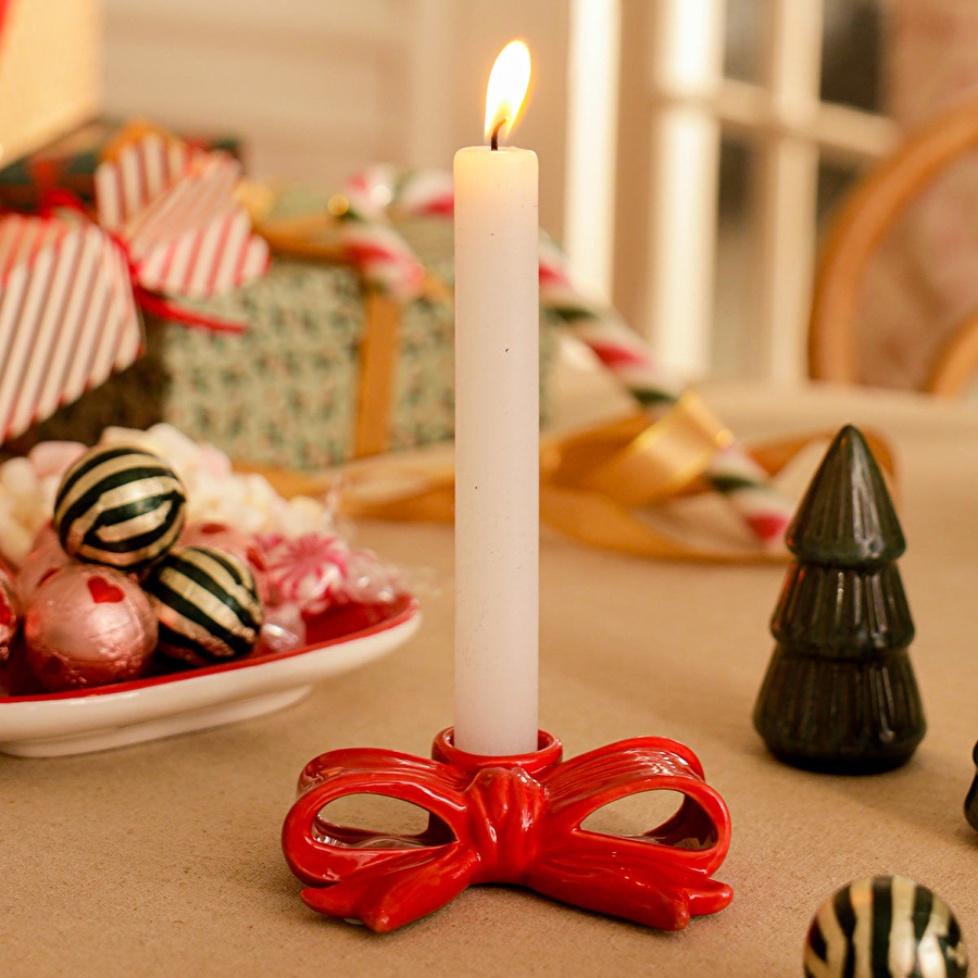 Flying Tiger Copenhagen Kurdele Şekilli Kırmızı Mumluk