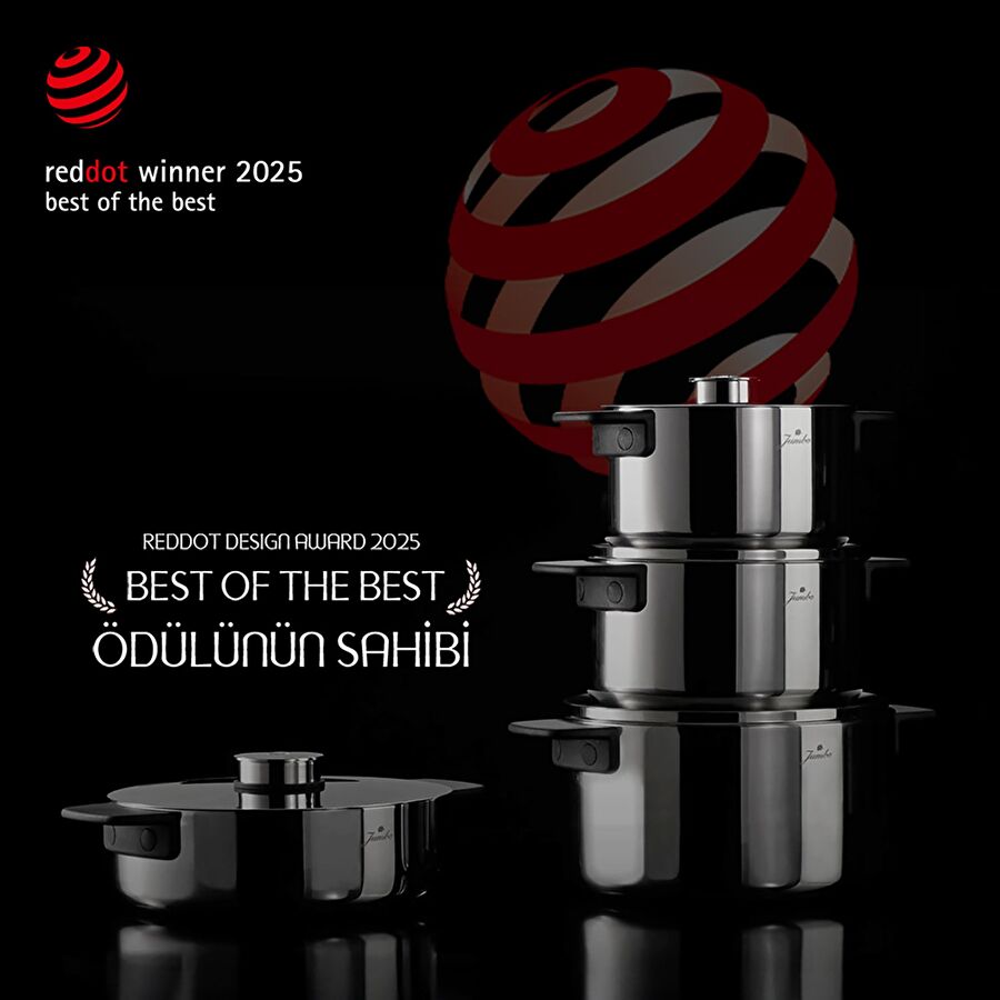 Jumbo Infinity 3PLY 8 Parça İndüksiyon Tabanlı Çelik Tencere Seti