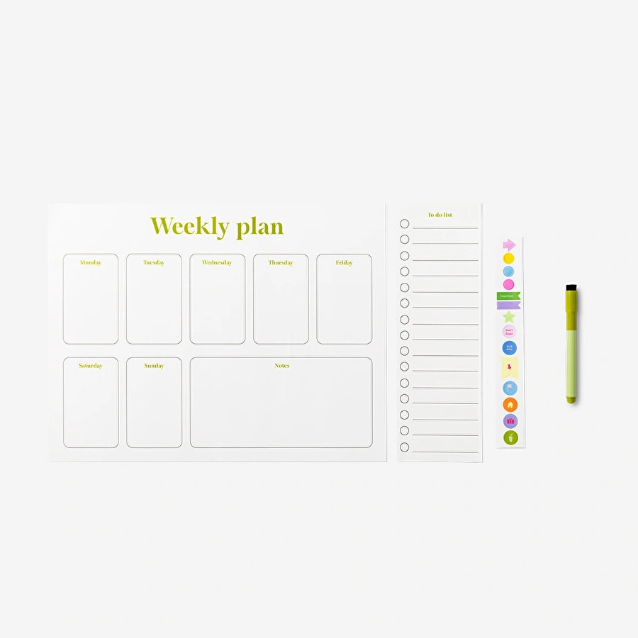 Flying Tiger Copenhagen Kalemli Beyaz Haftalık Planlayıcı 30 cm x 40 cm