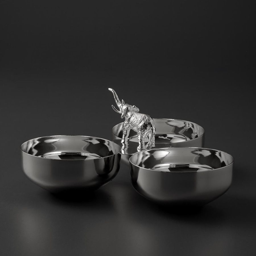 Jumbo Ganesha Üçlü Gümüş Çerezlik