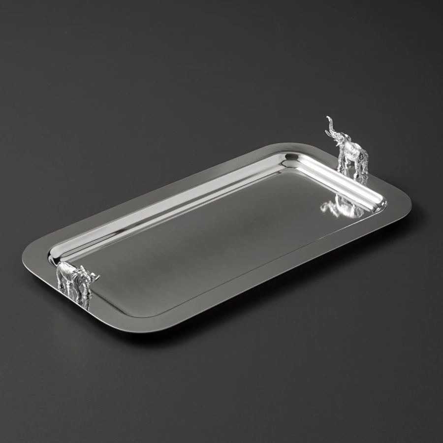 Jumbo Ganesha Gümüş Tepsi 16,5X32