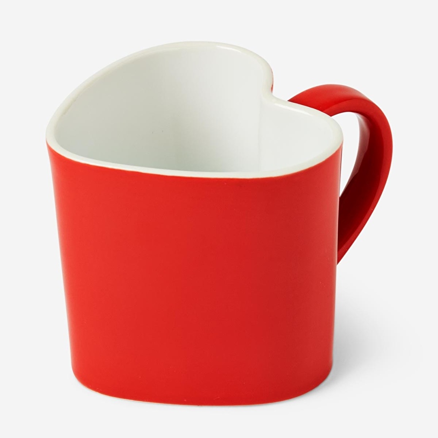 Flying Tiger Copenhagen Kalp Şekilli Kırmızı Seramik Kupa 330 ml