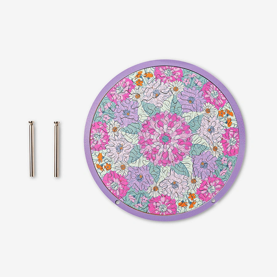 Flying Tiger Copenhagen Pembe Çiçek Desenli Ahşap Yapboz Seti