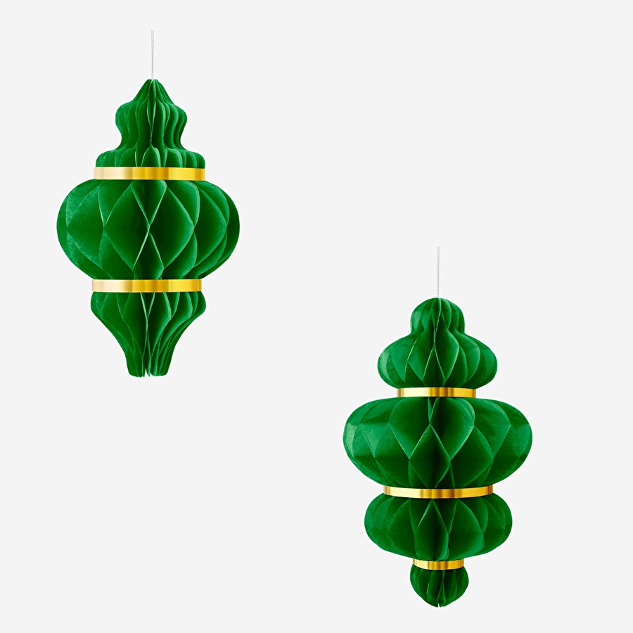 Flying Tiger Copenhagen 2'li Yeşil Kağıt Fener Seti