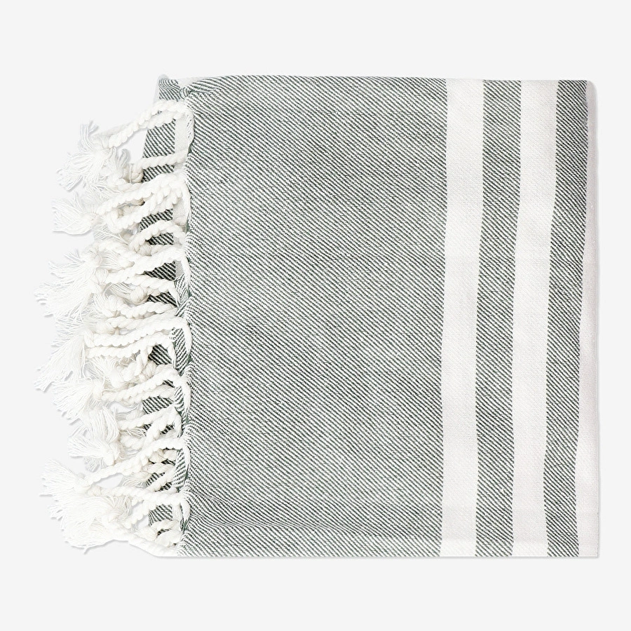 Flying Tiger Copenhagen Açık Yeşil Çizgili Pamuklu Peştemal 70 cm x 150 cm