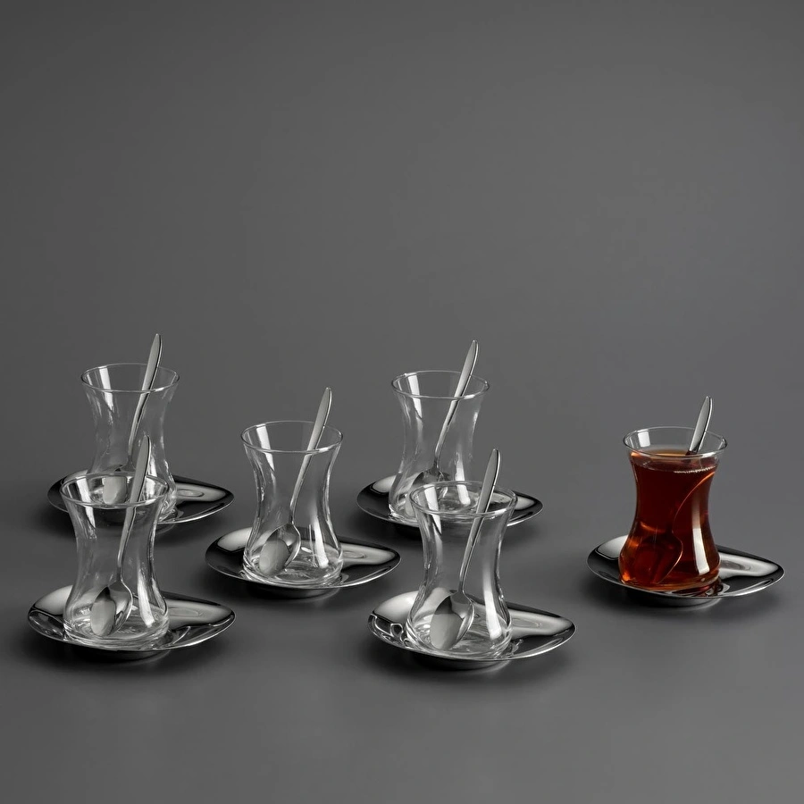 Jumbo Moon 18 Parça 6 Kişilik Çelik Çay Seti