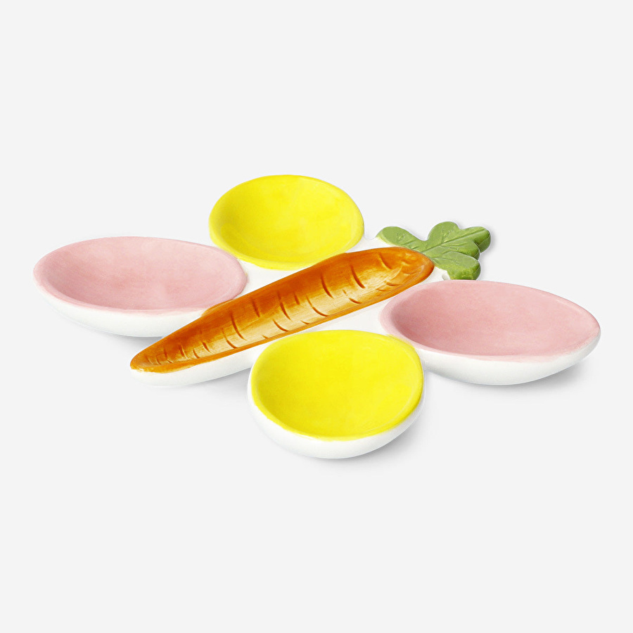 Flying Tiger Copenhagen Havuç Detaylı Çok Renkli Seramik Yumurta Tabağı