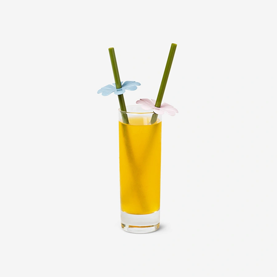 Flying Tiger Copenhagen Pastel Renkli Çiçek Detaylı Pipet Seti