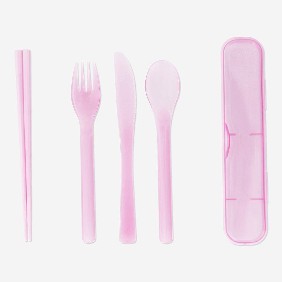 Flying Tiger Copenhagen Pembe Taşınabilir Çatal Kaşık Bıçak Seti