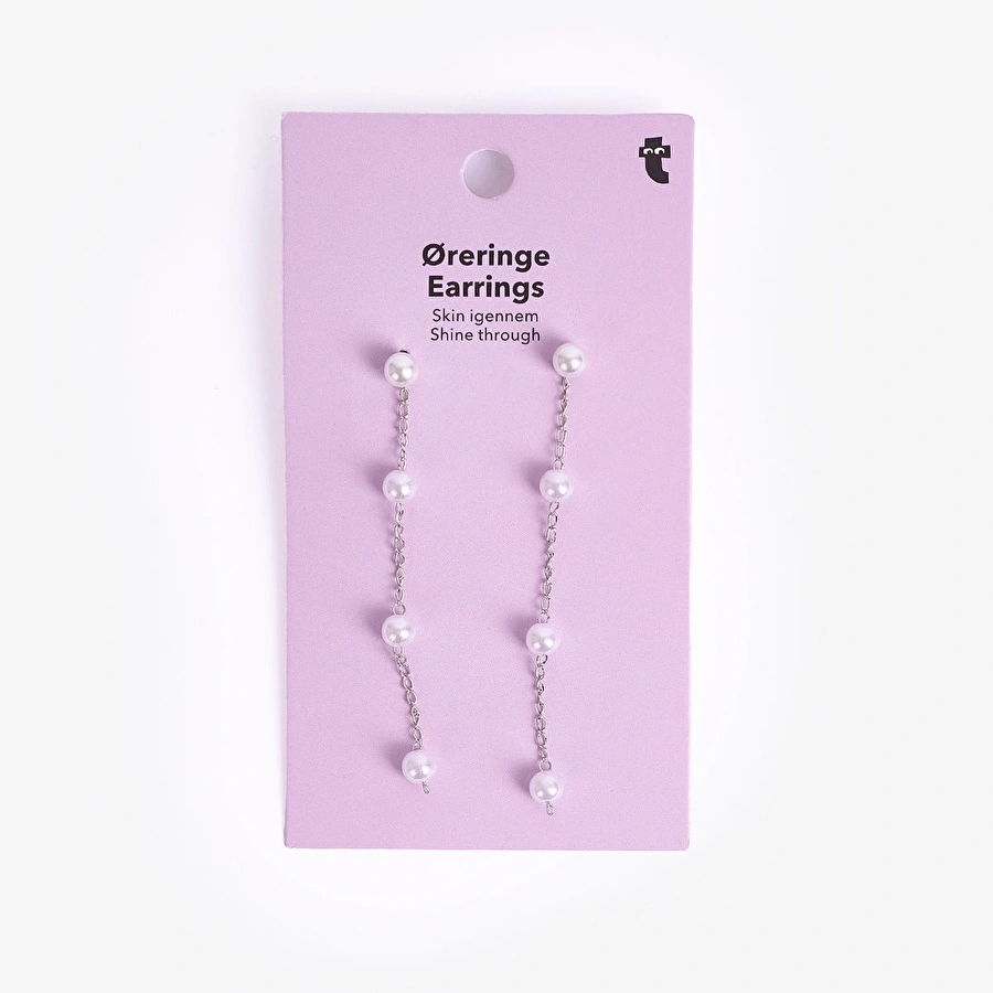 Flying Tiger Copenhagen İnci Detaylı Gümüş Sallantılı Küpe