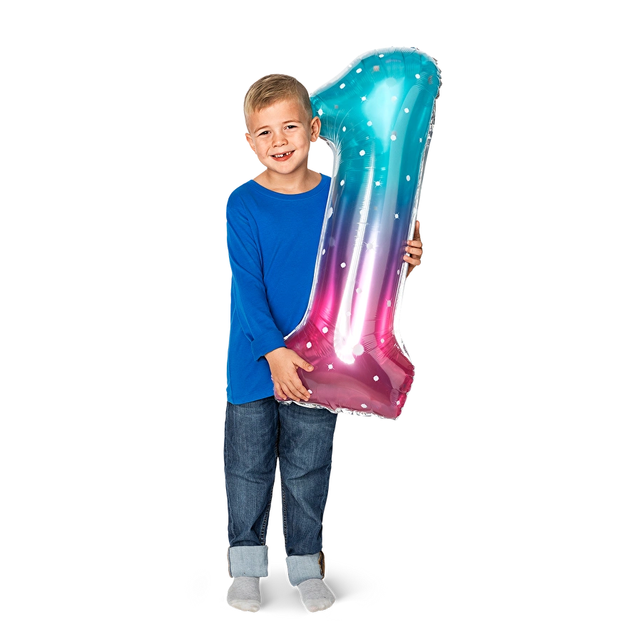 Flying Tiger Copenhagen Pembe Mavi Parlak 1 Numaralı Folyo Balon