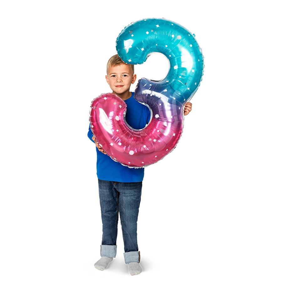 Flying Tiger Copenhagen Pembe Mavi Parlak 3 Numaralı Folyo Balon