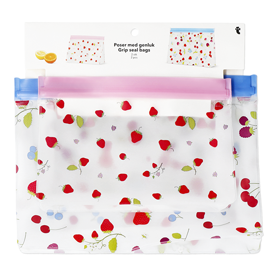 Flying Tiger Copenhagen 2'li Meyve Desenli Kilitli Poşet