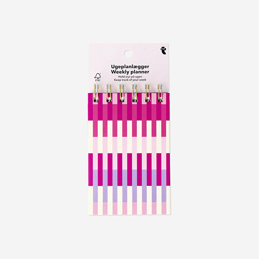 Flying Tiger Copenhagen Pembe Çizgili Haftalık Planlayıcı Not Defteri