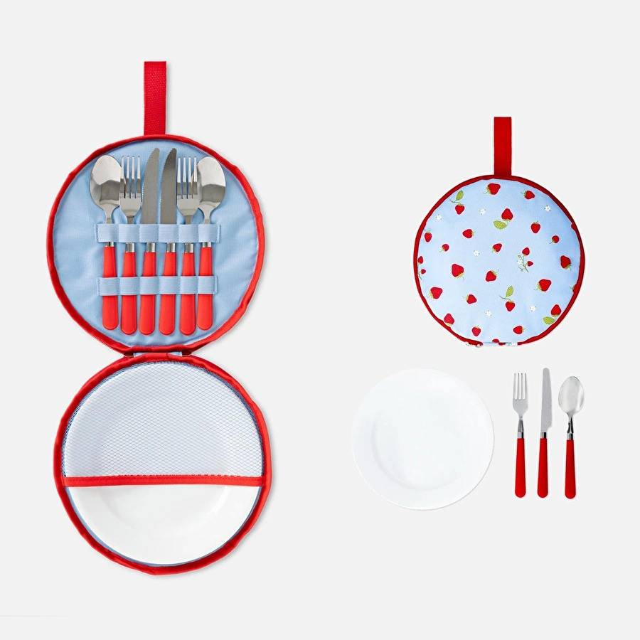 Flying Tiger Copenhagen 2 Kişilik Çantalı Tabak ve Çatal Kaşık Bıçak Seti