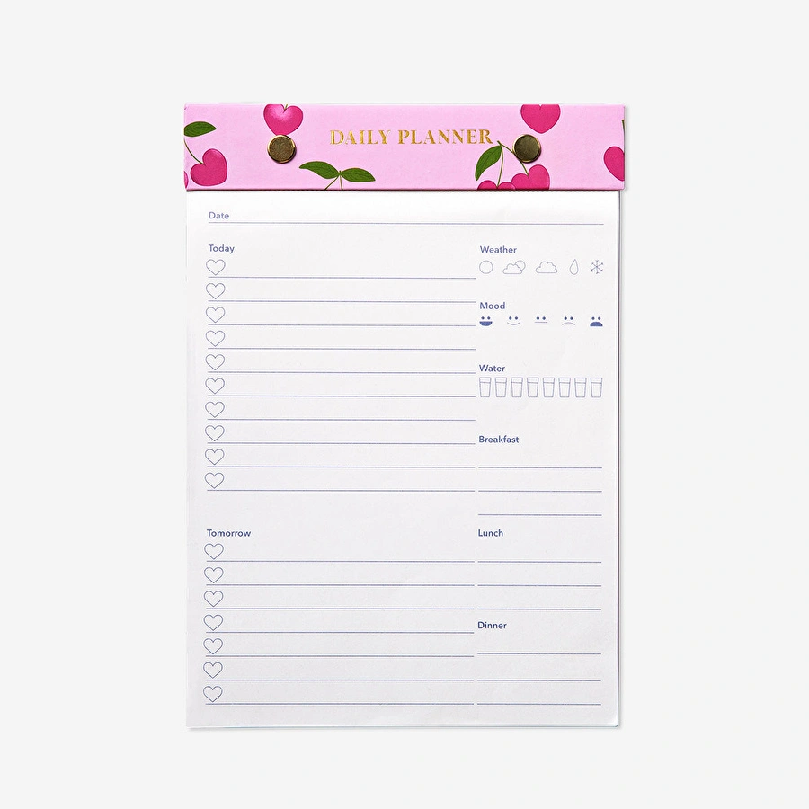 Flying Tiger Copenhagen Kiraz Desenli Pembe Günlük Planlayıcı Not Defteri