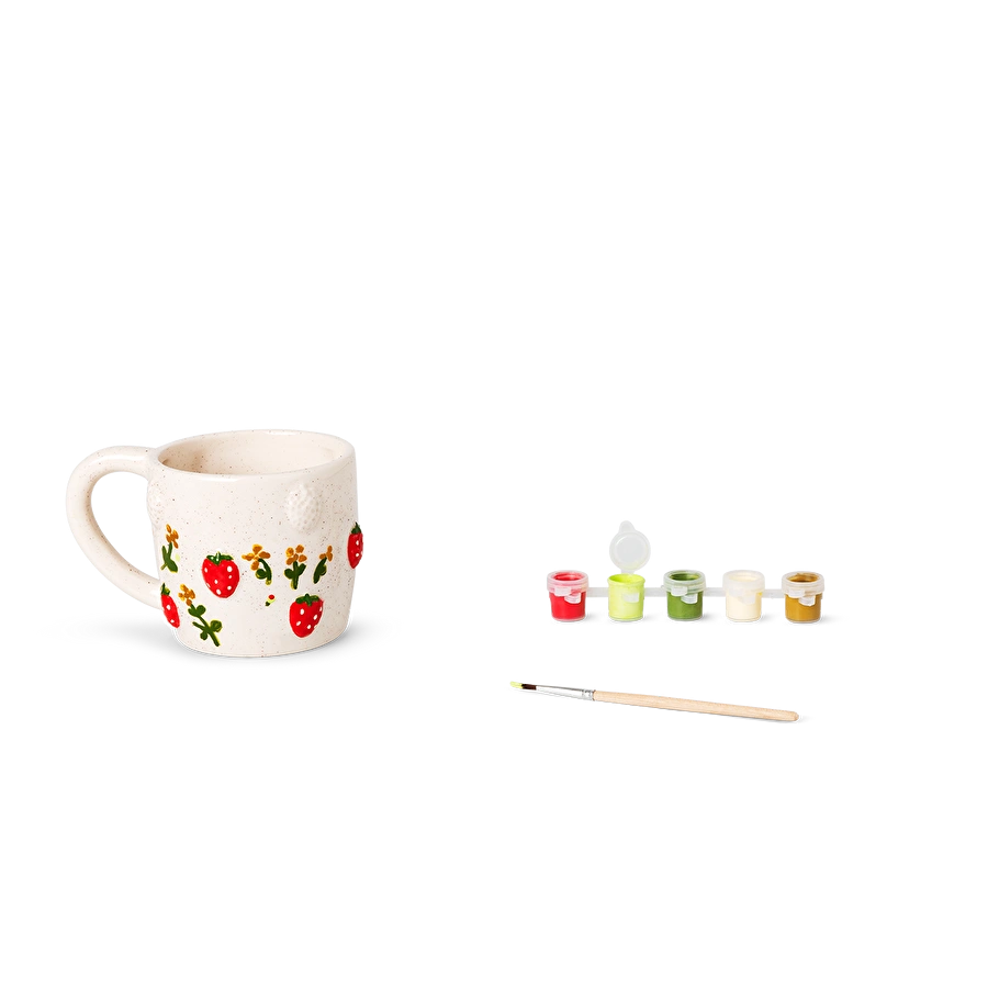 Flying Tiger Copenhagen Kendin Yap Çilek Desenli Seramik Kupa Boyama Seti