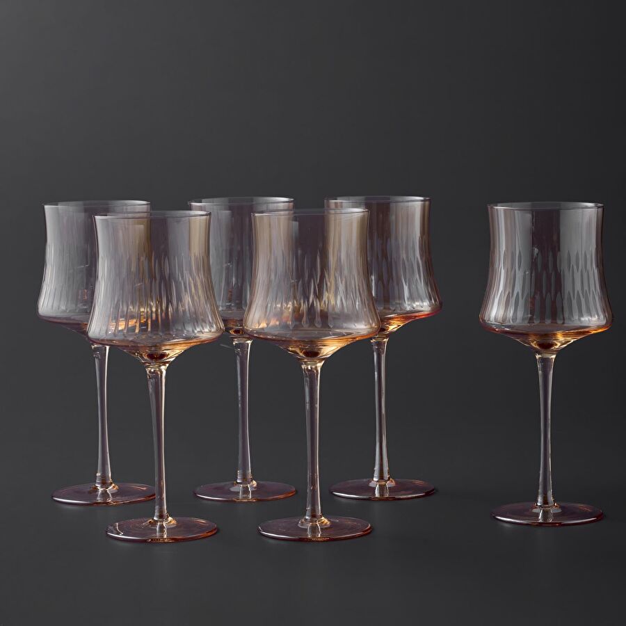 Jumbo Sandy Amber 6'lı Kadeh Takımı