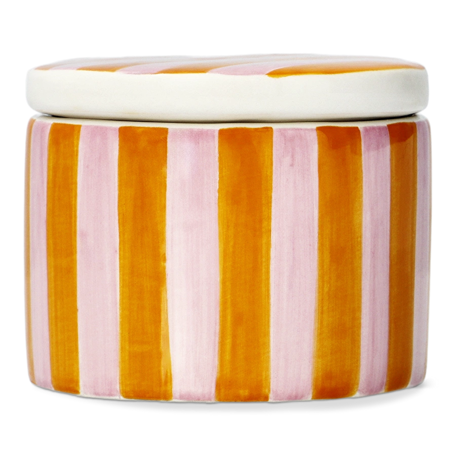 Flying Tiger Copenhagen Pembe Turuncu Kapaklı Seramik Kavanoz