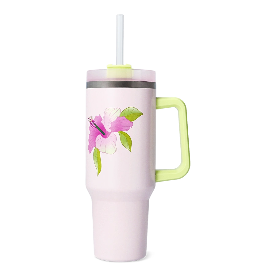 Flying Tiger Copenhagen Çiçek Desenli Pembe Pipetli Matara