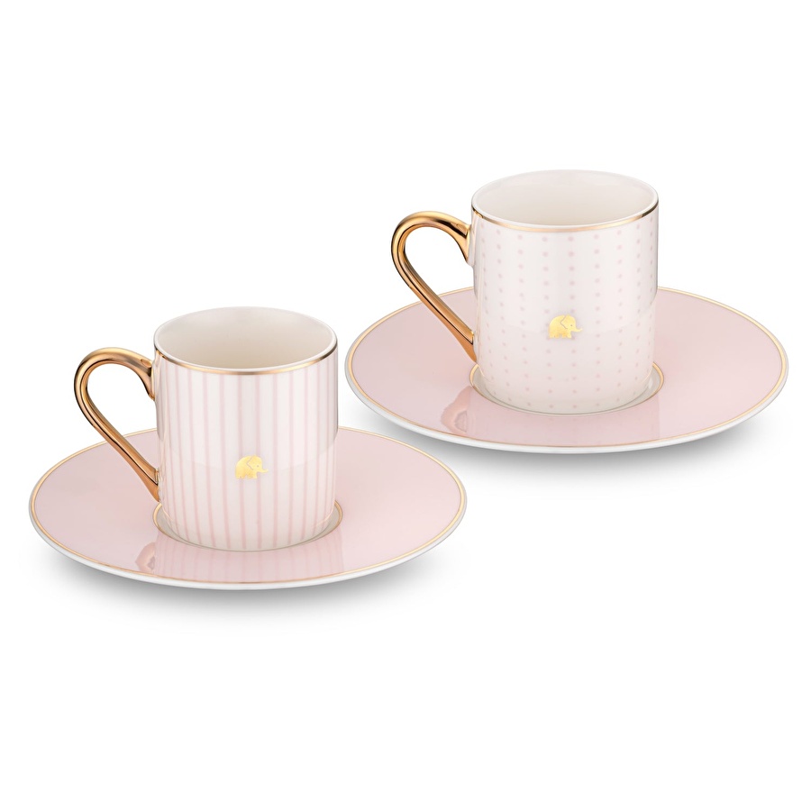 Jumbo Navy Pembe 2'li Kahve Fincan Takımı
