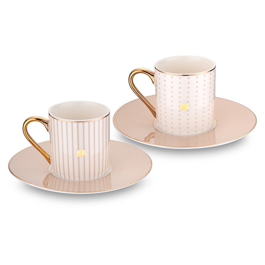 Jumbo Navy Bej 2'li Kahve Fincan Takımı