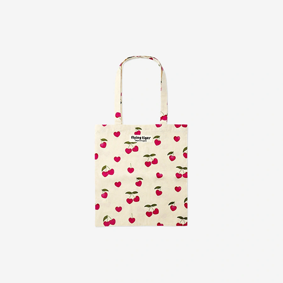 Flying Tiger Copenhagen Kiraz Desenli Bej Bez Çanta