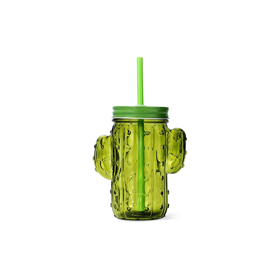 Flying Tiger Copenhagen Kaktüs Şeklinde Pipetli Cam Bardak