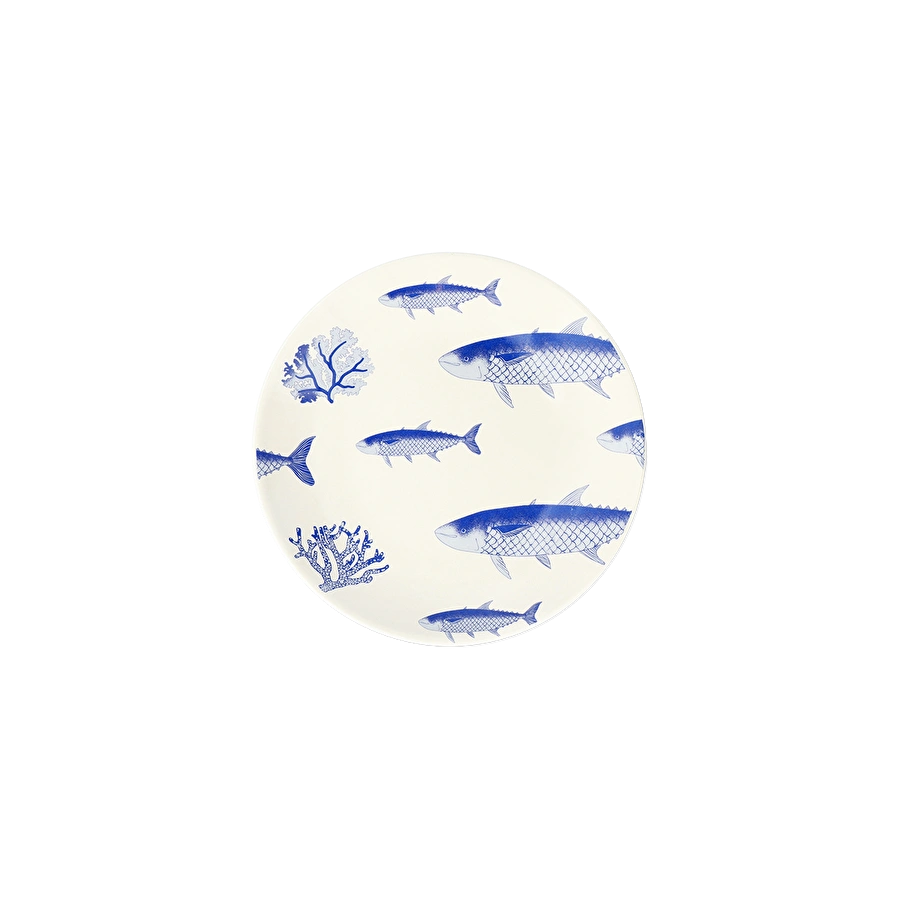 Flying Tiger Copenhagen Mavi Balık Desenli Seramik Küçük Tabak