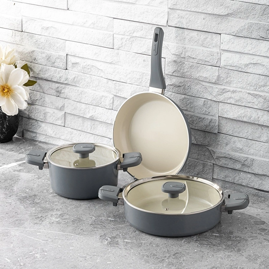 Jumbo Swiss Crystal Grey 5 Parça İndüksiyon Tabanlı Tencere Seti