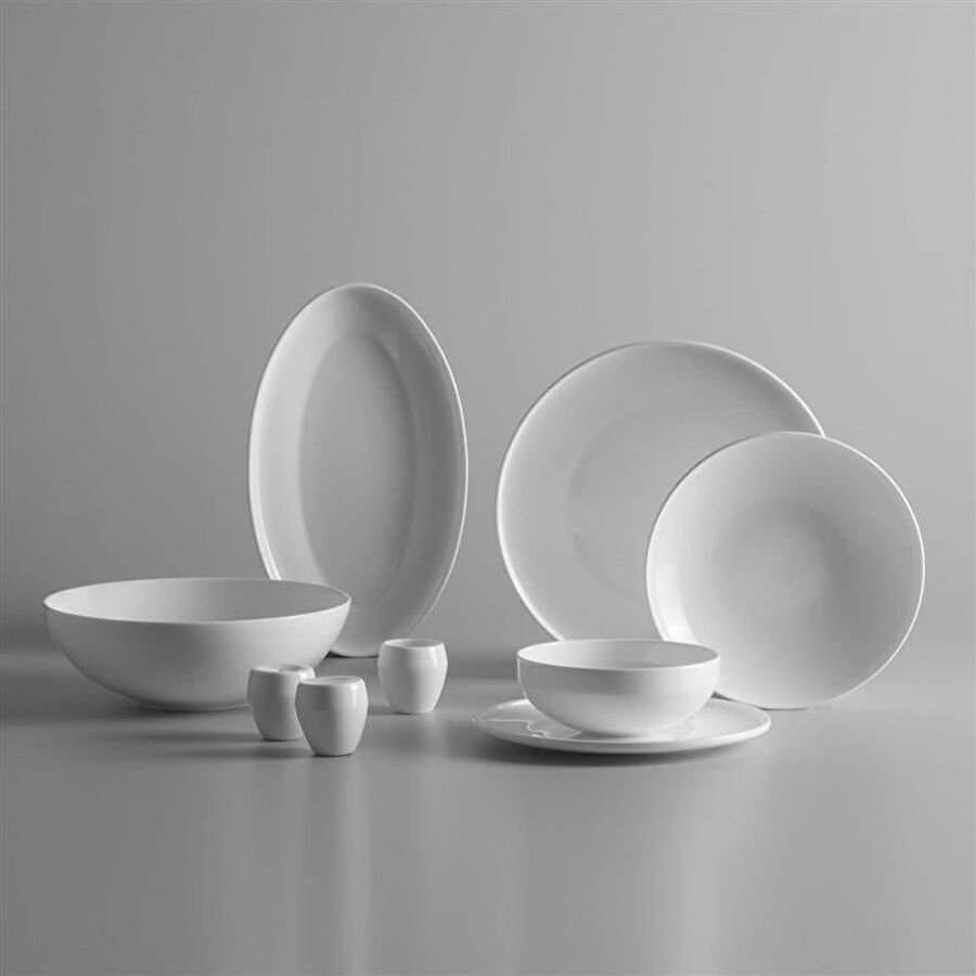 Jumbo Belle 55 Parça 12 Kişilik Yemek Takımı Beyaz